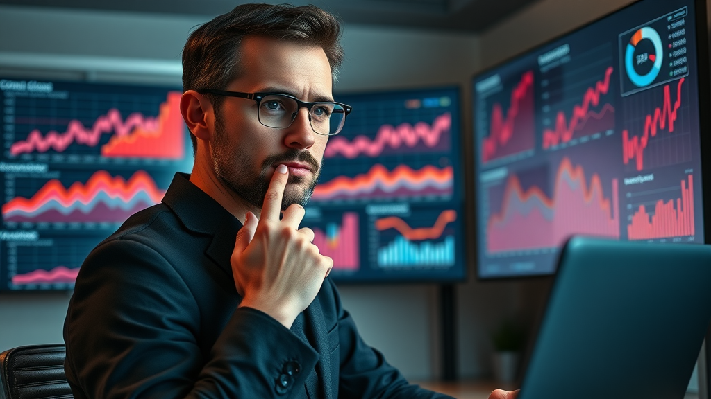 Entrepreneur uses analytics dashboard to refine SEO techniques and strategies.