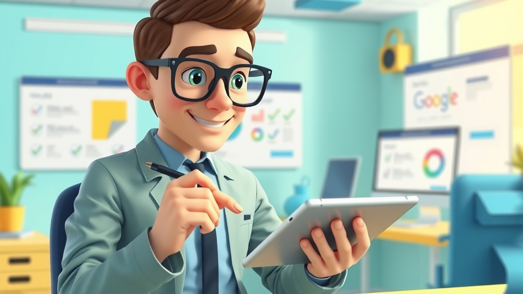 website auditor checking off seo audit list on a tablet for page optimization