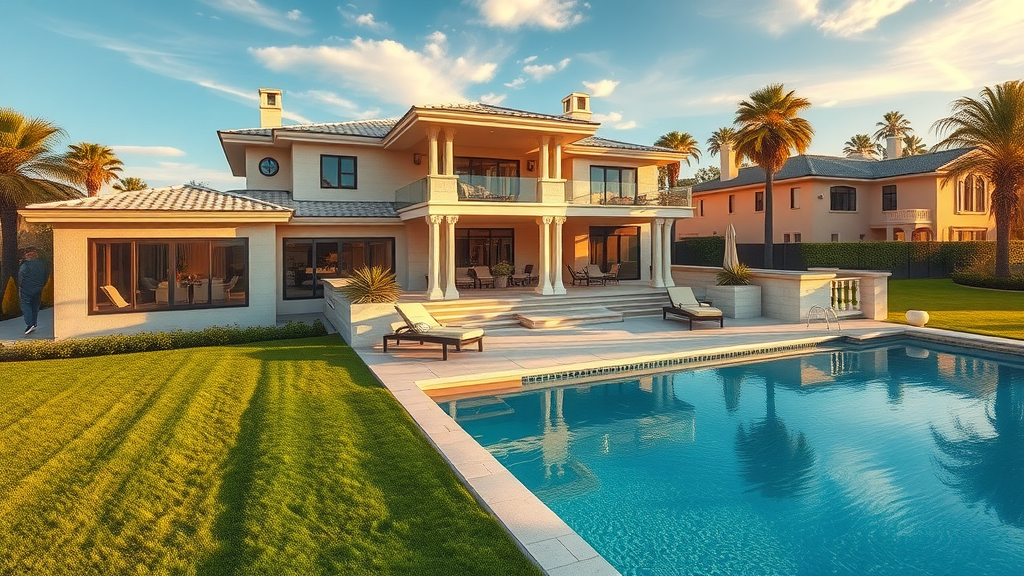 Luxurious modern mansion showcases high-end real estate marketing strategies.