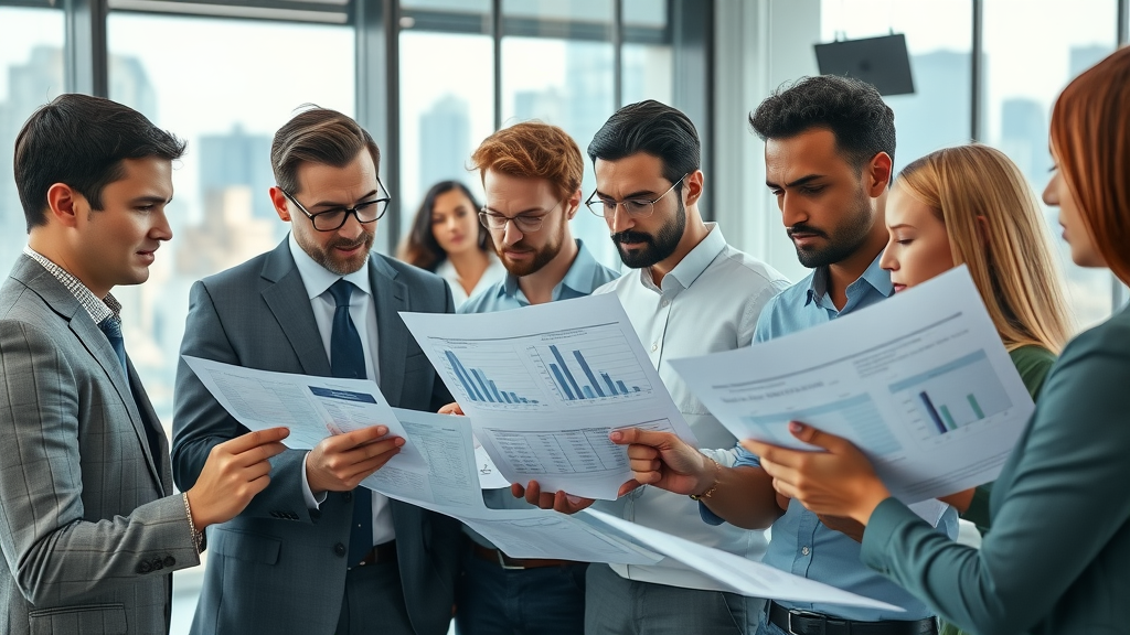 Modern corporate office showing a diverse team examining labor cost reports – employer cost reduction strategies