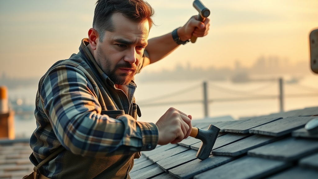Staten Island roofing contractor repairing roof shingles, skilled residential roof repair in Staten Island