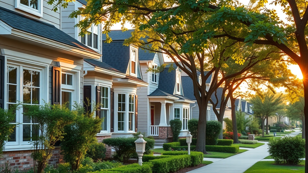 Houston street of homes with new windows, energy-efficient window replacement houston