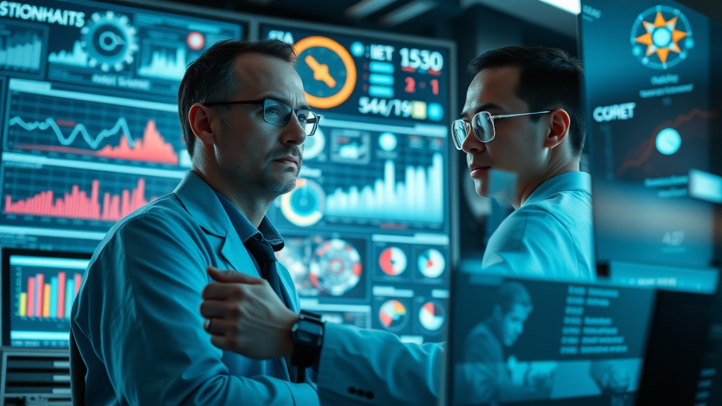 search engine algorithms control room high-tech data analysis