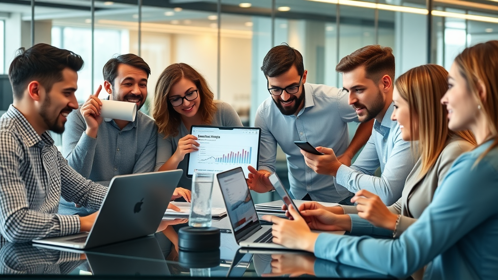 social media strategy tips digital marketing collaboration team modern office