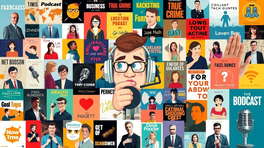 collage of top podcast genres for podcsting trends in 2024
