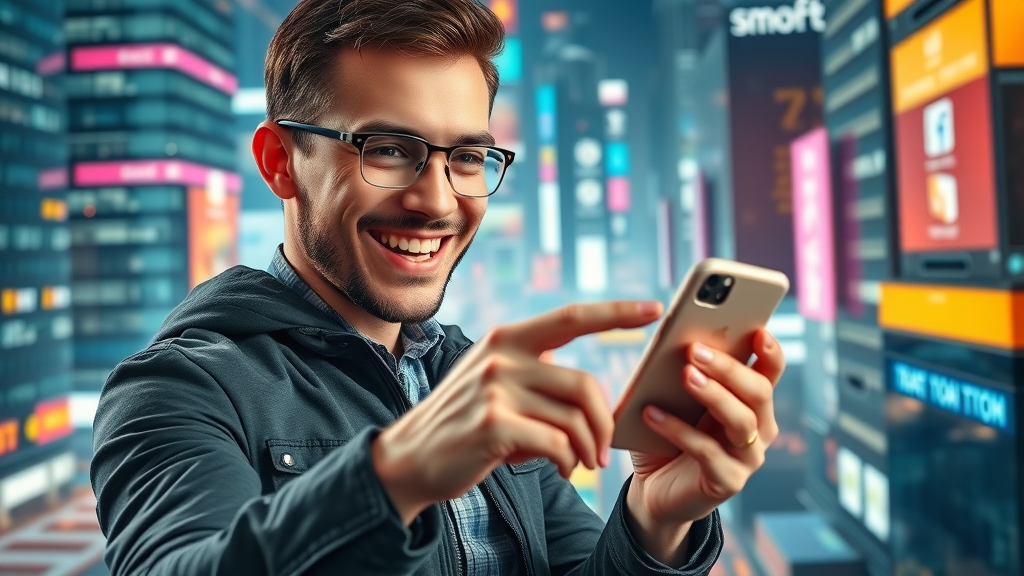 Entrepreneur posting a business update to social media while referencing London business directory marketing strategy