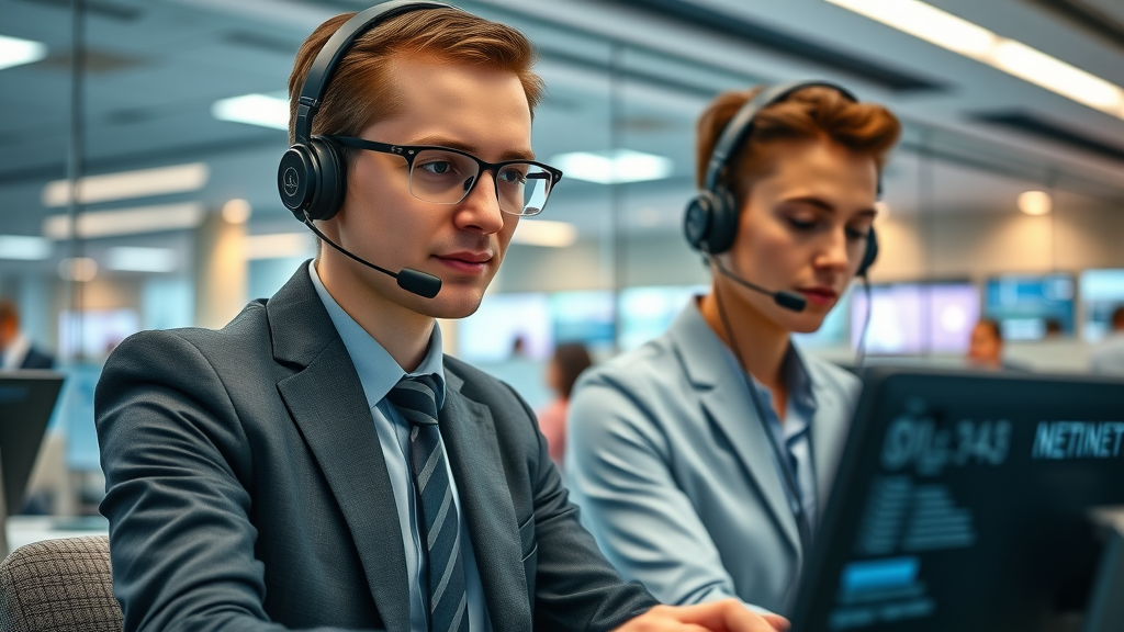 ai voice for business-impact of ai inbound calls in a modern corporate call center with digital interfaces