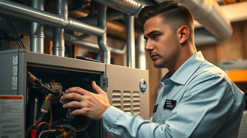 HVAC technician inspecting furnace for home comfort solutions