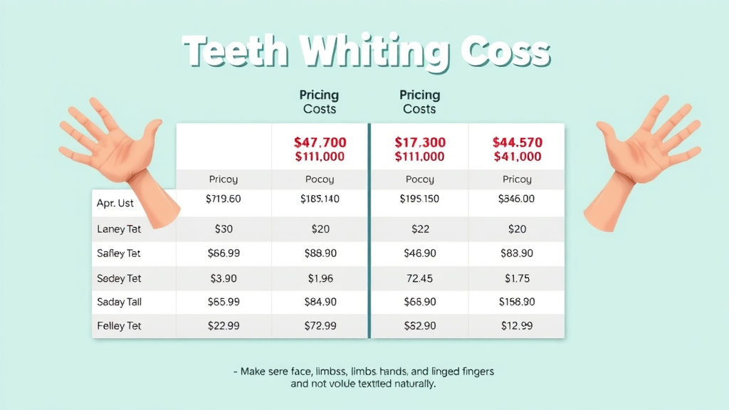 Comparison chart of teeth whitening costs at cosmetic dentists in Miami, options breakdown, professional treatments