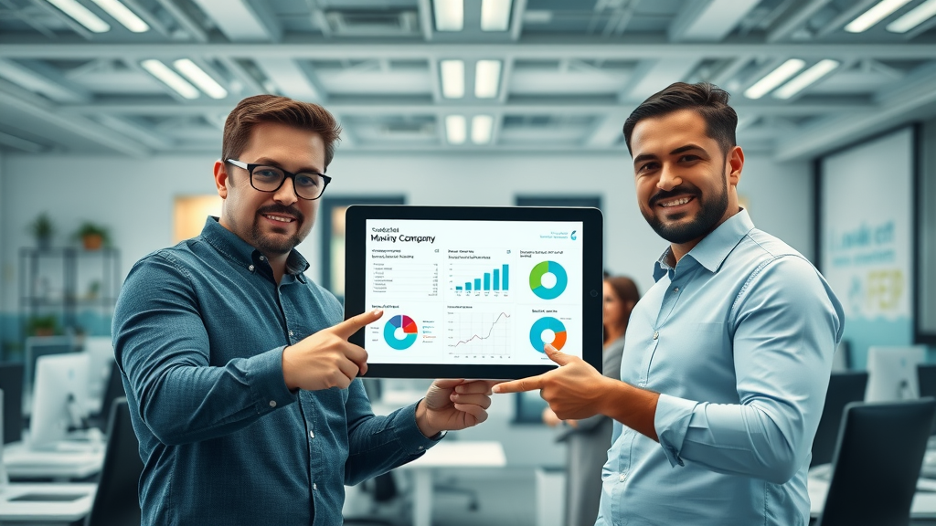 analytical team analyzing detailed moving company cost breakdown on tablet in moving company office
