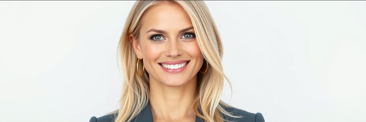 Orange County realty professional woman in black outfit smiling, business headshot