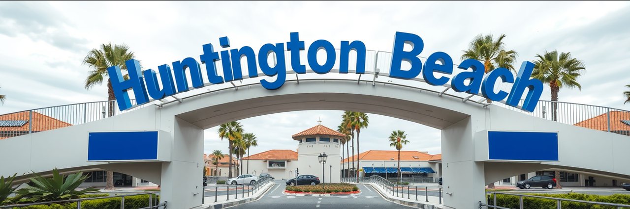 Huntington Beach bridge surrounded by palm trees in soft daylight, Home Warranty Options