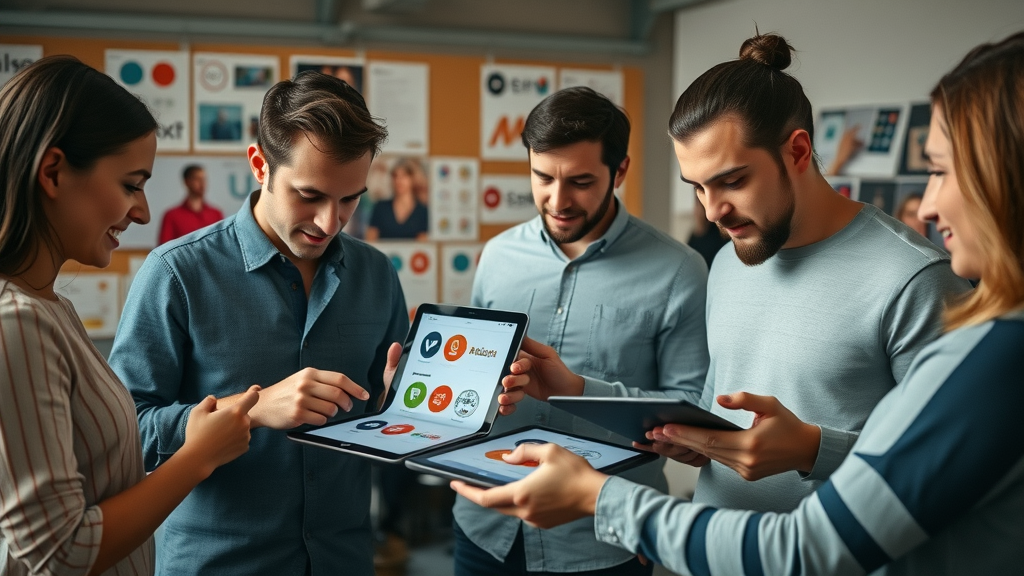 professional design team discussing branding and logo concepts, branding services Monmouthshire, creative studio in Monmouthshire