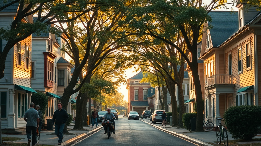 cape charles real estate restored Victorian homes inviting street golden hour
