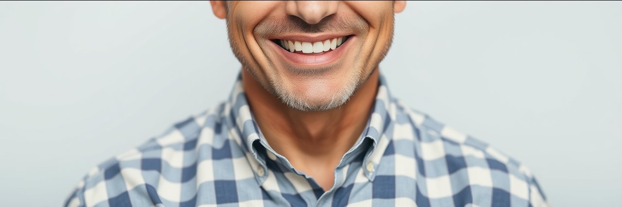 Close-up of man in plaid shirt, buying homes orange county concept