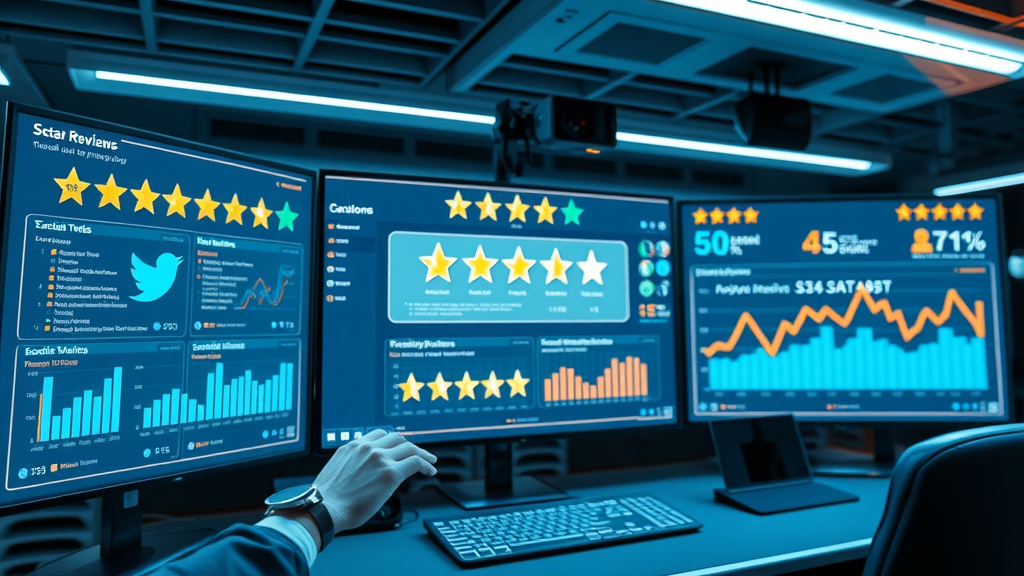 Marketing dashboard displaying 5 star review widgets on website and social media