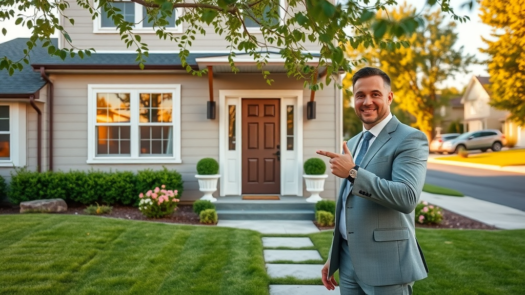 Home selling process illustrated by an agent presenting a well-staged house
