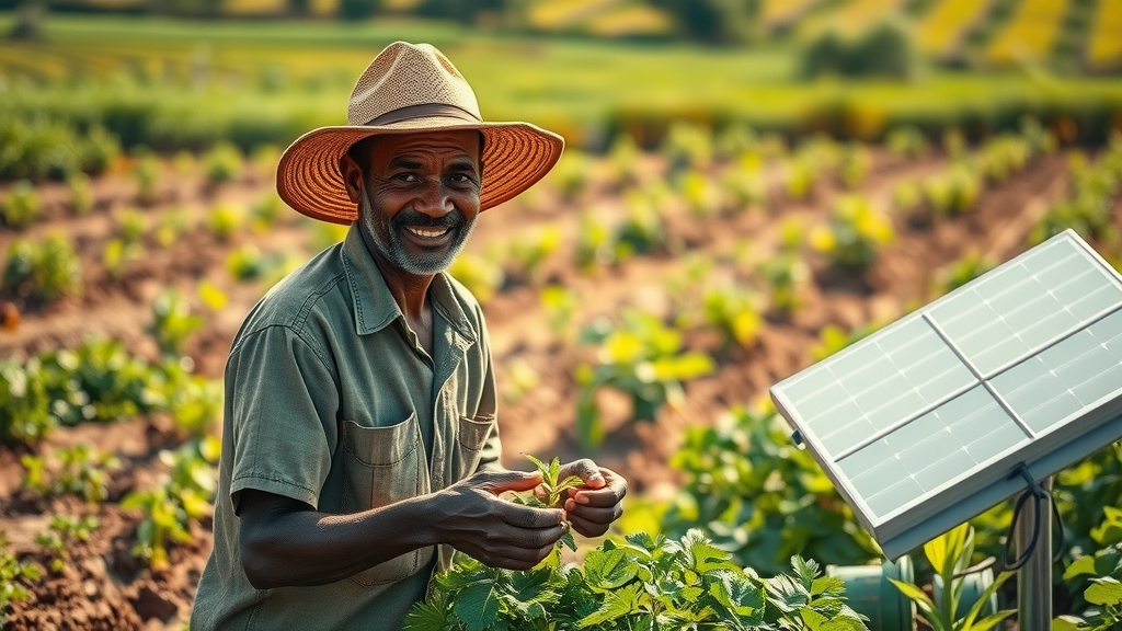 resourceful smallholder farmer solar irrigation unit local crops agriculture technology