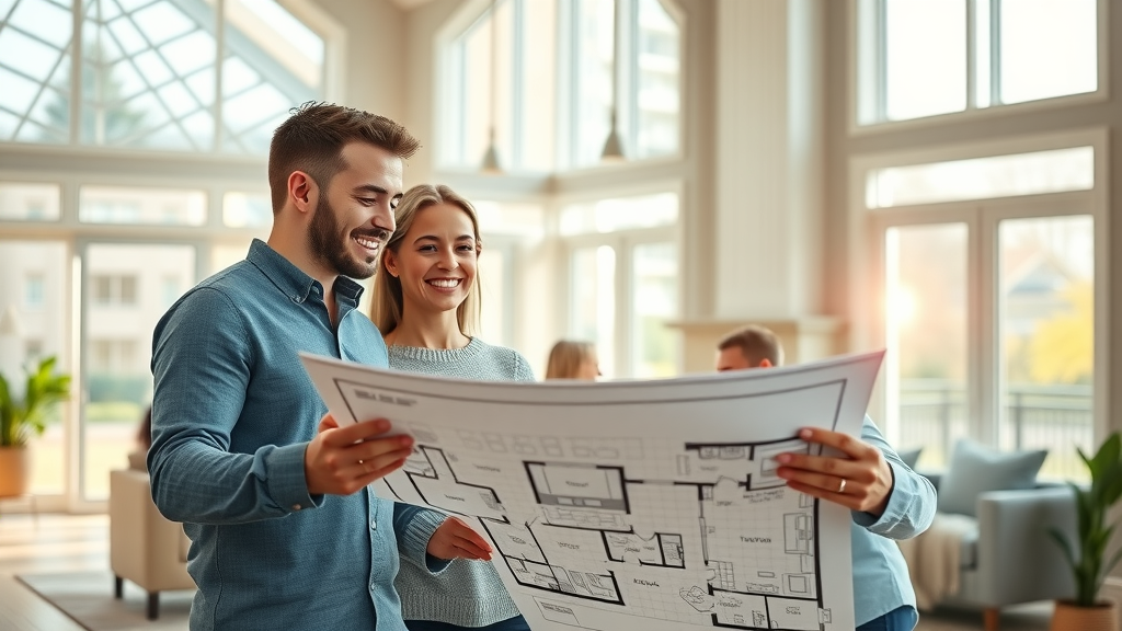 Personalized Home Buying consultation in modern home with family and realtor