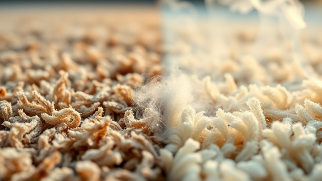 Clean carpet fibers comparison showing effects of professional carpet cleaning