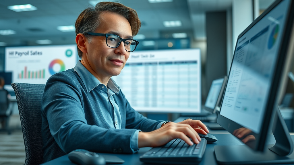 HR manager leveraging payroll software to implement employer cost reduction strategies