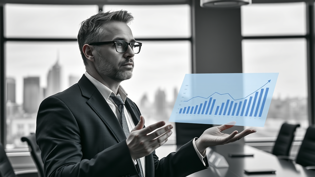 Visionary economic analyst forecasting the future of Minneapolis small business growth with growth charts