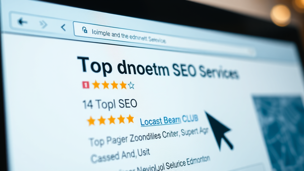 Top Edmonton SEO services ranking displayed in search results with local map
