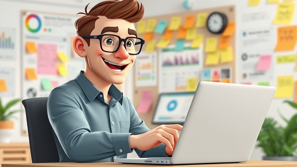 Creative marketer transforming a blog post into podcast and social media snippets in a modern digital studio