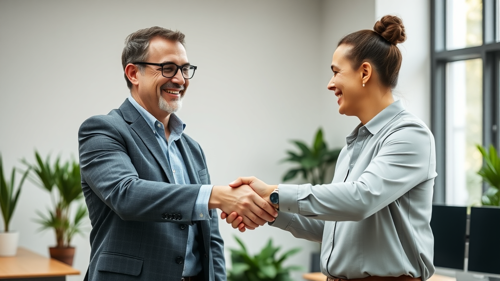 content marketer building trust with happy client through great content solutions