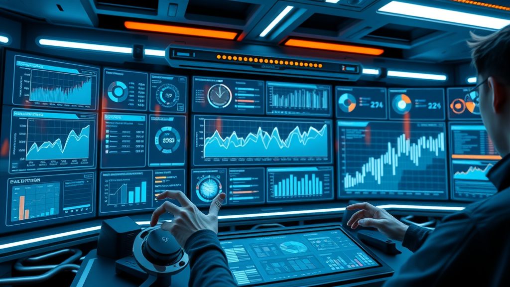 SEO analytics tool digital dashboard showing glowing analytics graphs and charts