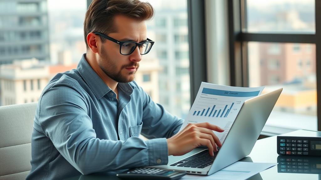 financial analyst reviewing dei consulting firm budget on spreadsheet