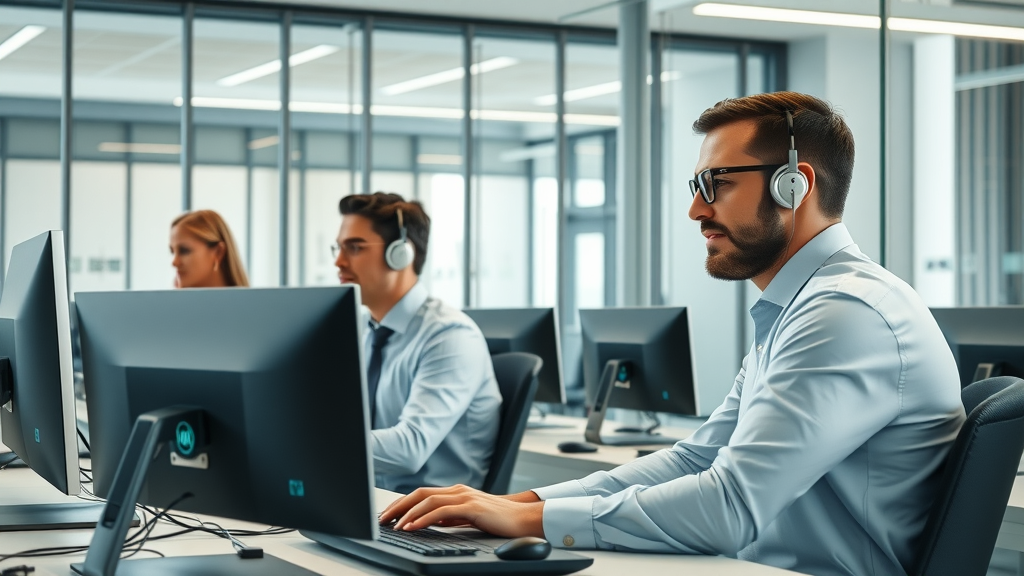 modern digital business office with AI voice assistants, ai voice for business-how to choose