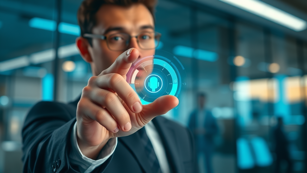 businessperson interacting with AI voice interface for business, voice agent integration