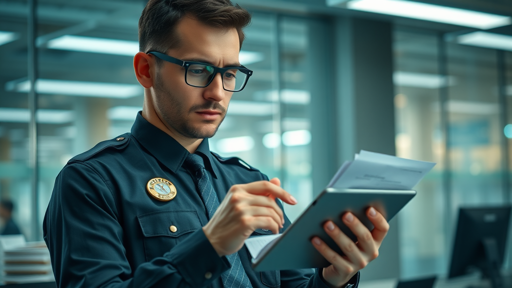 business security officer reviewing compliance checklist for AI voice for business-how to choose