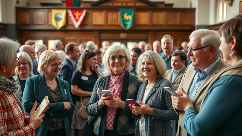 vibrant community meeting, abergavennymedia.org, Monmouthshire residents, historic town hall, sharing stories