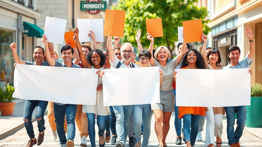 cheerful advocacy campaign group, Monmouth community residents, town engagement