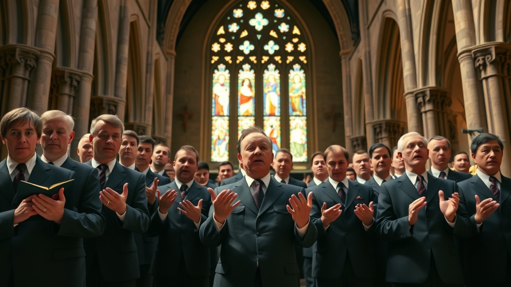 Classic male voice choir performing at St Mary’s Chepstow, male voice choir, church of st mary, chepstow male voice, expressive performance