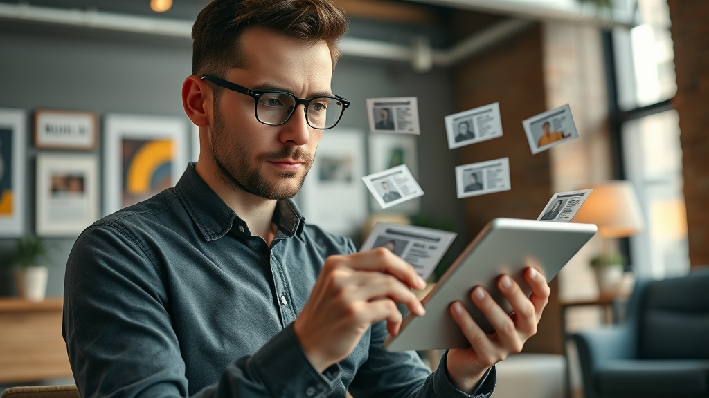 digital marketer sending engaging blog newsletter for email marketing campaign in a creative modern office