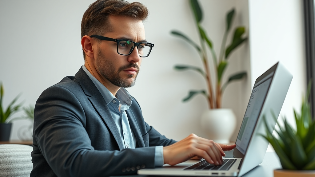 confident business owner updating online business profile, optimizing business listing, local SEO for business directory Auckland