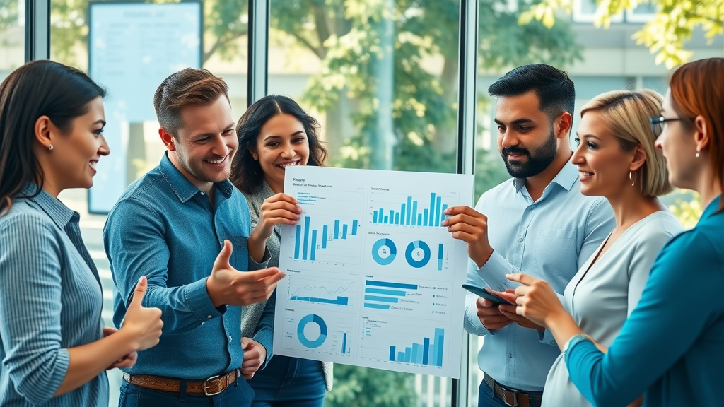 Market research team analyzing digital charts in Auckland, New Zealand – business niches nz
