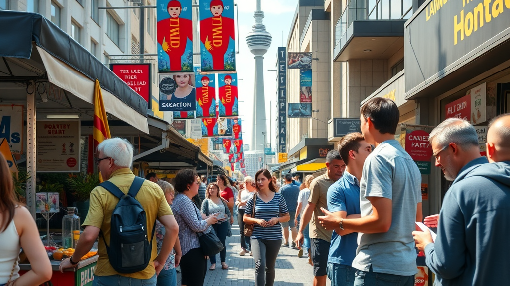 Auckland street market with local business stalls and community engagement – auckland small business marketing