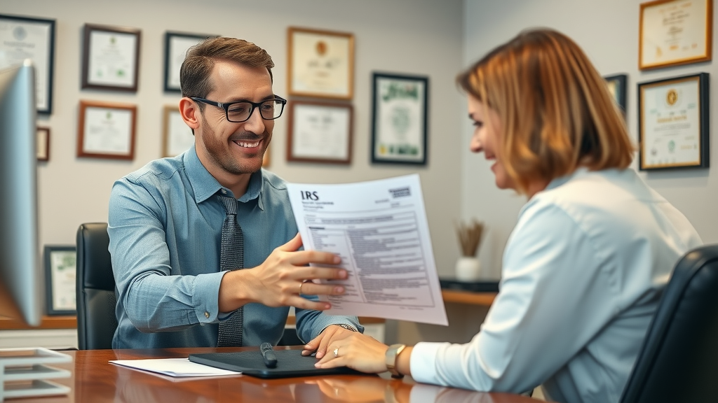 Tax professional helping client verify IRS notice legitimacy, IRS notices and issues guidance