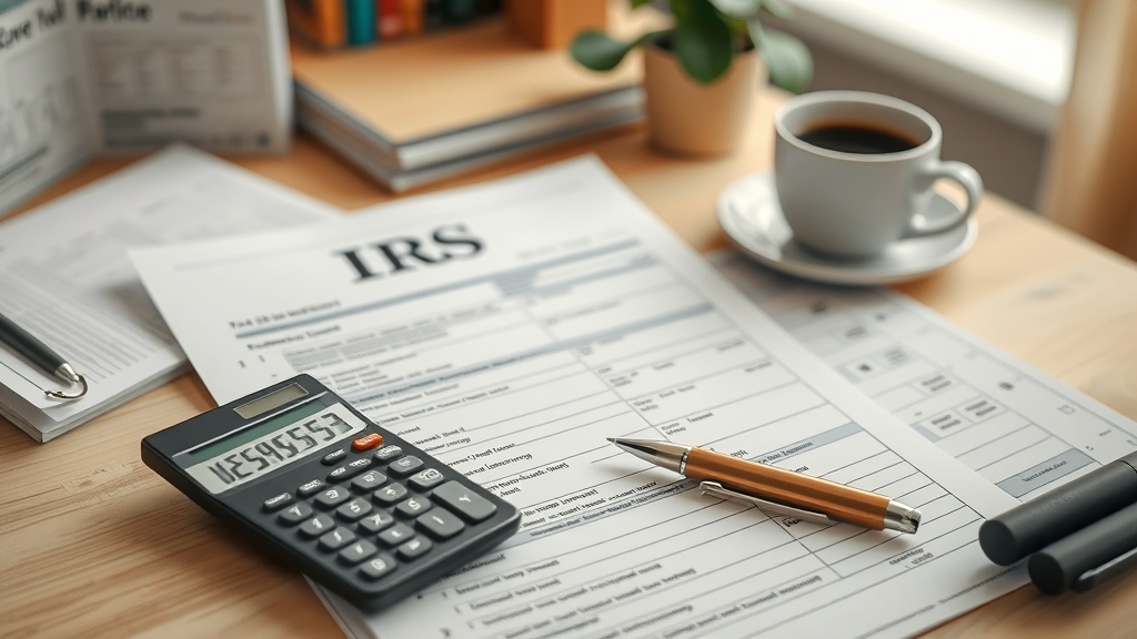 IRS offer in compromise brochure and calculator on desk with tax forms—key reference for OIC process and application fee