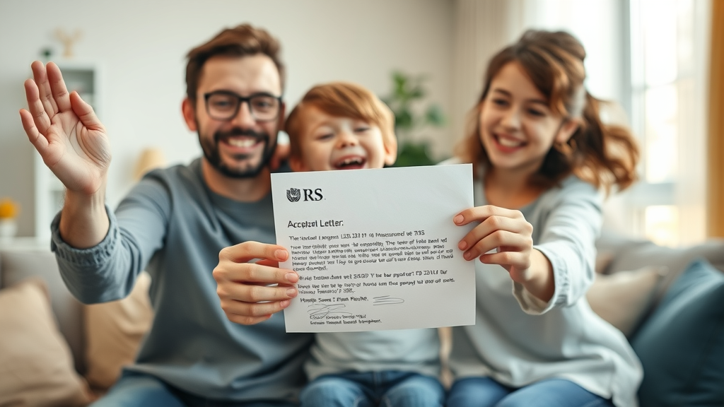 Relieved family celebrating successful IRS acceptance of offer in compromise, showcasing positive outcome for settling offer in compromise issues