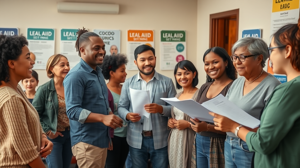 Community legal aid organization providing free legal service to diverse group at clinic